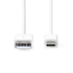 Nedis USB kaapeli | USB 2.0 | USB-A Uros | USB-C™ Uros | 60 W | 480 Mbps | Niklattu | 2.00 m | Pyöreä | PVC | Valkoinen | Laatikko