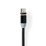 Nedis USB kaapeli | USB 2.0 | USB-A Uros | USB Micro-B Uros / USB-C™ Uros | 10 W | No Data Transfer | Niklattu | 2.00 m | Pyöreä | Nailon | Musta | Laatikko