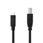 Nedis USB kaapeli | USB 2.0 | USB-C™ Uros | USB-B Uros | 480 Mbps | Niklattu | 2.00 m | Pyöreä | PVC | Musta | Laatikko