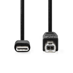 Nedis USB kaapeli | USB 2.0 | USB-C™ Uros | USB-B Uros | 480 Mbps | Niklattu | 2.00 m | Pyöreä | PVC | Musta | Laatikko