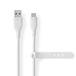 Nedis USB kaapeli | USB 2.0 | USB-A Uros | USB-C™ Uros | 15 W | 480 Mbps | Niklattu | 1.50 m | Pyöreä | Silikoni | Valkoinen | Laatikko