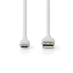Nedis USB kaapeli | USB 2.0 | USB-A Uros | USB-C™ Uros | 15 W | 480 Mbps | Niklattu | 1.50 m | Pyöreä | Silikoni | Valkoinen | Laatikko