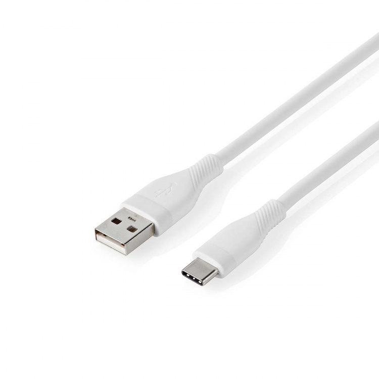 Nedis USB kaapeli | USB 2.0 | USB-A Uros | USB-C™ Uros | 15 W | 480 Mbps | Niklattu | 1.50 m | Pyöreä | Silikoni | Valkoinen | Laatikko