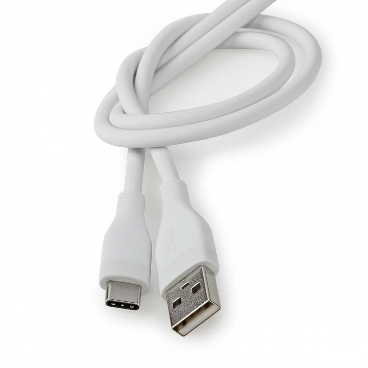 Nedis USB kaapeli | USB 2.0 | USB-A Uros | USB-C™ Uros | 15 W | 480 Mbps | Niklattu | 1.50 m | Pyöreä | Silikoni | Valkoinen | Laatikko