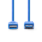 Nedis USB kaapeli | USB 3.2 Gen 1 | USB-A Uros | USB-A Naaras | 5 Gbps | Niklattu | 2.00 m | Pyöreä | PVC | Sininen | Laatikko
