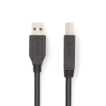 Nedis USB kaapeli | USB 3.2 Gen 1 | USB-A Uros | USB-B Uros | 5 Gbps | Niklattu | 2.00 m | Pyöreä | PVC | Musta | Laatikko Nedis USB kaapeli | USB 3.2 Gen 1 | USB-A Uros | USB-B Uros | 5 Gbps | Niklattu | 2.00 m | Pyöreä | PVC | Musta | Laatikko