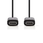Nedis USB kaapeli | USB 3.2 Gen 1 | USB-C™ Uros | USB-C™ Uros | 60 W | 4K@60Hz | 5 Gbps | Niklattu | 1.00 m | Pyöreä | PVC | Musta | Laatikko