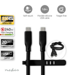 Nedis USB kaapeli | USB 3.2 Gen 2 | USB-C™ Uros | USB-C™ Uros | 240 W | 8K@30Hz | 20 Gbps | Niklattu | 1.00 m | Pyöreä | Silikoni | Musta | Laatikko