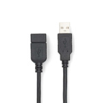 Nedis USB kaapeli | USB 2.0 | USB-A Uros | USB-A Naaras | 480 Mbps | Niklattu | 1.00 m | Pyöreä | PVC | Musta | Label Nedis USB kaapeli | USB 2.0 | USB-A Uros | USB-A Naaras | 480 Mbps | Niklattu | 1.00 m | Pyöreä | PVC | Musta | Label