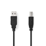 Nedis USB kaapeli | USB 2.0 | USB-A Uros | USB-B Uros | 10 W | 480 Mbps | Niklattu | 0.50 m | Pyöreä | PVC | Musta | Label Nedis USB kaapeli | USB 2.0 | USB-A Uros | USB-B Uros | 10 W | 480 Mbps | Niklattu | 0.50 m | Pyöreä | PVC | Musta | Label