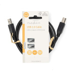 Nedis USB kaapeli | USB 2.0 | USB-A Uros | USB-B Uros | 10 W | 480 Mbps | Niklattu | 1.00 m | Pyöreä | PVC | Musta | Label Nedis USB kaapeli | USB 2.0 | USB-A Uros | USB-B Uros | 10 W | 480 Mbps | Niklattu | 1.00 m | Pyöreä | PVC | Musta | Label