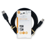 Nedis USB kaapeli | USB 2.0 | USB-A Uros | USB-B Uros | 10 W | 480 Mbps | Niklattu | 3.00 m | Pyöreä | PVC | Musta | Label Nedis USB kaapeli | USB 2.0 | USB-A Uros | USB-B Uros | 10 W | 480 Mbps | Niklattu | 3.00 m | Pyöreä | PVC | Musta | Label