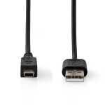 Nedis USB kaapeli | USB 2.0 | USB-A Uros | Mini 5-Pin Uros | 480 Mbps | Niklattu | 2.00 m | Pyöreä | PVC | Musta | Label