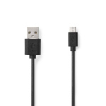 Nedis USB kaapeli | USB 2.0 | USB-A Uros | USB Micro-B Uros | 7.5 W | 480 Mbps | Niklattu | 1.00 m | Pyöreä | PVC | Musta | Label Nedis USB kaapeli | USB 2.0 | USB-A Uros | USB Micro-B Uros | 7.5 W | 480 Mbps | Niklattu | 1.00 m | Pyöreä | PVC | Musta | Label