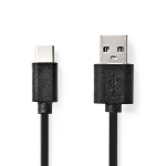 Nedis USB kaapeli | USB 2.0 | USB-A Uros | USB-C™ Uros | 15 W | 480 Mbps | Niklattu | 2.00 m | Pyöreä | PVC | Musta | Label