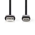 Nedis USB kaapeli | USB 2.0 | USB-A Uros | USB-C™ Uros | 5 W | 480 Mbps | Niklattu | 1.00 m | Pyöreä | PVC | Musta | Label