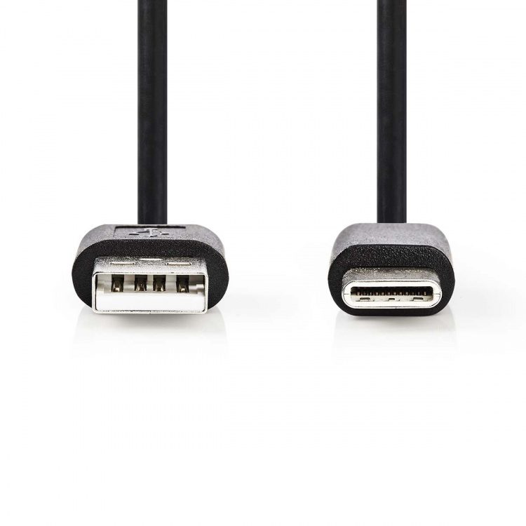 Nedis USB kaapeli | USB 2.0 | USB-A Uros | USB-C™ Uros | 5 W | 480 Mbps | Niklattu | 1.00 m | Pyöreä | PVC | Musta | Label