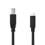 Nedis USB kaapeli | USB 2.0 | USB-C™ Uros | USB-B Uros | 480 Mbps | Niklattu | 1.00 m | Pyöreä | PVC | Musta | Label