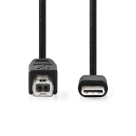 Nedis USB kaapeli | USB 2.0 | USB-C™ Uros | USB-B Uros | 480 Mbps | Niklattu | 1.00 m | Pyöreä | PVC | Musta | Label