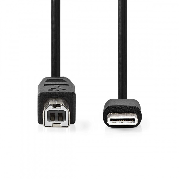 Nedis USB kaapeli | USB 2.0 | USB-C™ Uros | USB-B Uros | 480 Mbps | Niklattu | 1.00 m | Pyöreä | PVC | Musta | Label
