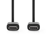 Nedis USB kaapeli | USB 2.0 | USB-C™ Uros | USB-C™ Uros | 60 W | 480 Mbps | Niklattu | 1.00 m | Pyöreä | PVC | Musta | Label