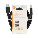 Nedis USB kaapeli | USB 3.2 Gen 1 | USB-A Uros | USB-A Naaras | 5 Gbps | Niklattu | 1.00 m | Pyöreä | PVC | Musta | Label