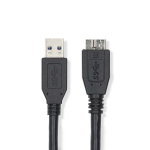 Nedis USB kaapeli | USB 3.2 Gen 1 | USB-A Uros | USB Micro-B Uros | 5 Gbps | Niklattu | 0.50 m | Pyöreä | PVC | Musta | Label