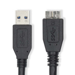 Nedis USB kaapeli | USB 3.2 Gen 1 | USB-A Uros | USB Micro-B Uros | 5 Gbps | Niklattu | 1.00 m | Pyöreä | PVC | Musta | Label