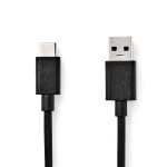 Nedis USB kaapeli | USB 3.2 Gen 1 | USB-A Uros | USB-C™ Uros | 15 W | 5 Gbps | Niklattu | 1.00 m | Pyöreä | PVC | Musta | Label