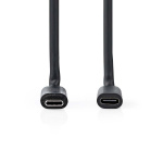 Nedis USB kaapeli | USB 3.2 Gen 1 | USB-C™ Uros | USB-C™ Naaras | 60 W | 4K@60Hz | 5 Gbps | Niklattu | 1.00 m | Pyöreä | PVC | Musta | Label