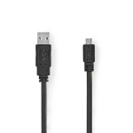 Nedis USB kaapeli | USB 2.0 | USB-A Uros | USB Micro-B Uros | 480 Mbps | Niklattu | 1.00 m | Litteä | PVC | Musta | Kirjekuori Nedis USB kaapeli | USB 2.0 | USB-A Uros | USB Micro-B Uros | 480 Mbps | Niklattu | 1.00 m | Litteä | PVC | Musta | Kirjekuori