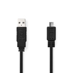Nedis USB kaapeli | USB 2.0 | USB-A Uros | USB Micro-B Uros | 480 Mbps | Niklattu | 1.00 m | Litteä | PVC | Musta | Kirjekuori