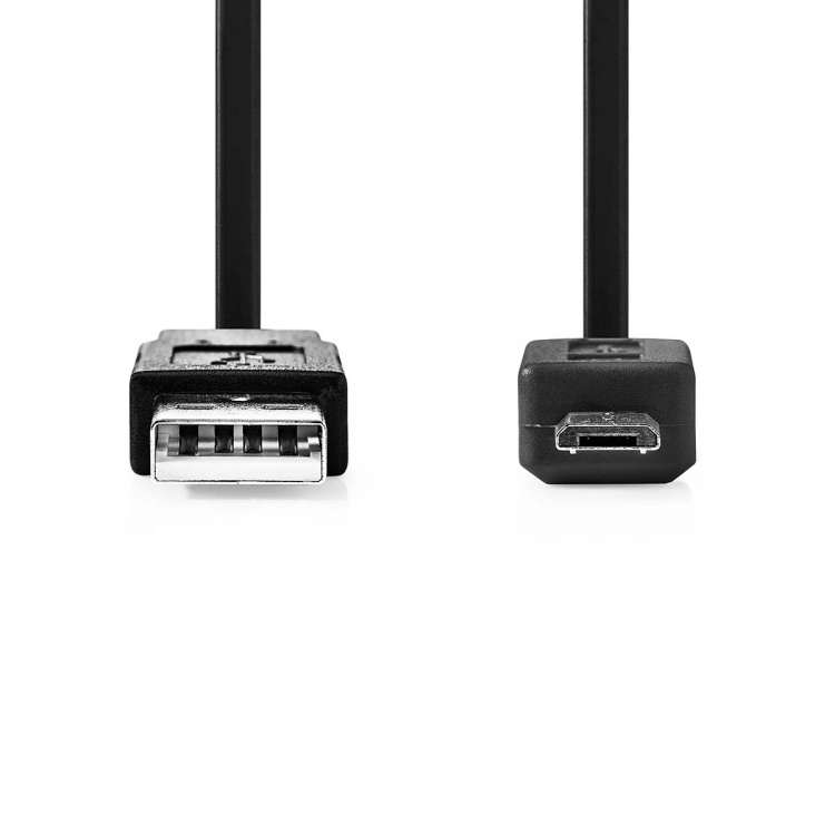 Nedis USB kaapeli | USB 2.0 | USB-A Uros | USB Micro-B Uros | 480 Mbps | Niklattu | 1.00 m | Litteä | PVC | Musta | Kirjekuori