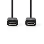 Nedis USB kaapeli | USB 3.2 Gen 2 | USB-C™ Uros | USB-C™ Uros | 15 W | 10 Gbps | Niklattu | 1.00 m | Pyöreä | PVC | Musta | Panta