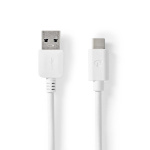 Nedis USB kaapeli | USB 3.2 Gen 1 | USB-A Uros | USB-C™ Uros | 60 W | 5 Gbps | Niklattu | 1.00 m | Pyöreä | PVC | Valkoinen | Laatikko Nedis USB kaapeli | USB 3.2 Gen 1 | USB-A Uros | USB-C™ Uros | 60 W | 5 Gbps | Niklattu | 1.00 m | Pyöreä | PVC | Valkoinen | Laatikko