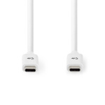 Nedis USB kaapeli | USB 3.2 Gen 2 | USB-C™ Uros | USB-C™ Uros | 100 W | 4K@60Hz | 10 Gbps | Niklattu | 1.00 m | Pyöreä | PVC | Valkoinen | Laatikko