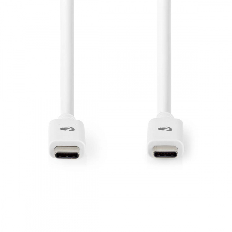 Nedis USB kaapeli | USB 3.2 Gen 2 | USB-C™ Uros | USB-C™ Uros | 100 W | 4K@60Hz | 10 Gbps | Niklattu | 1.00 m | Pyöreä | PVC | Valkoinen | Laatikko
