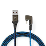Nedis USB kaapeli | USB 2.0 | Apple Lightning 8-Pin | USB-A Uros | 12 W | 480 Mbps | Niklattu | 1.00 m | Pyöreä | Nailon / Punottu | Musta / Sininen | Laatikko kannella ja ikkunalla