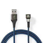 Nedis USB kaapeli | USB 2.0 | USB-A Uros | USB-C™ Uros | 480 Mbps | Kullattu | 1.00 m | Pyöreä | Nailon / Punottu | Musta / Sininen | Laatikko kannella ja ikkunalla Nedis USB kaapeli | USB 2.0 | USB-A Uros | USB-C™ Uros | 480 Mbps | Kullattu | 1.00 m | Pyöreä | Nailon / Punottu | Musta / Sininen | Laatikko kannella ja ikkunalla