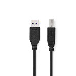 Nedis USB kaapeli | USB 3.2 Gen 1 | USB-A Uros | USB-B Uros | 5 Gbps | Niklattu | 2.00 m | Pyöreä | PVC | Musta | Label Nedis USB kaapeli | USB 3.2 Gen 1 | USB-A Uros | USB-B Uros | 5 Gbps | Niklattu | 2.00 m | Pyöreä | PVC | Musta | Label