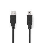 Nedis USB kaapeli | USB 2.0 | USB-A Uros | USB Mini-B 5 pin Uros | 480 Mbps | Niklattu | 5.00 m | Pyöreä | PVC | Musta | Label