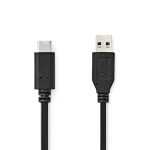 Nedis USB kaapeli | USB 3.2 Gen 2 | USB-A Uros | USB-C™ Uros | 60 W | 10 Gbps | Niklattu | 1.00 m | Pyöreä | PVC | Musta | Label Nedis USB kaapeli | USB 3.2 Gen 2 | USB-A Uros | USB-C™ Uros | 60 W | 10 Gbps | Niklattu | 1.00 m | Pyöreä | PVC | Musta | Label