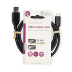 Nedis USB kaapeli | USB 3.2 Gen 2 | USB-A Uros | USB-C™ Uros | 60 W | 10 Gbps | Niklattu | 1.00 m | Pyöreä | PVC | Musta | Label Nedis USB kaapeli | USB 3.2 Gen 2 | USB-A Uros | USB-C™ Uros | 60 W | 10 Gbps | Niklattu | 1.00 m | Pyöreä | PVC | Musta | Label