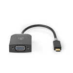 Nedis USB-C™ Sovitin | USB 3.2 Gen 1 | USB-C™ Uros | VGA Naaras | 1920x1200 | 0.20 m | Pyöreä | Kullattu | PVC | Antrasiitti | Ikkunallinen laatikko ja koukkupidike