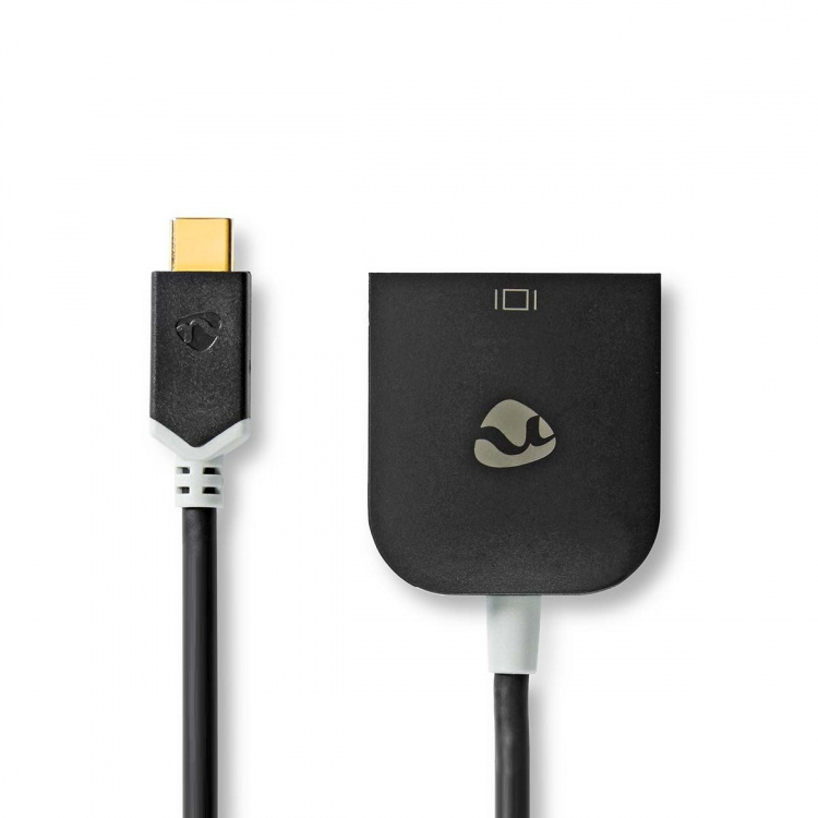Nedis USB-C™ Sovitin | USB 3.2 Gen 1 | USB-C™ Uros | VGA Naaras | 1920x1200 | 0.20 m | Pyöreä | Kullattu | PVC | Antrasiitti | Ikkunallinen laatikko ja koukkupidike