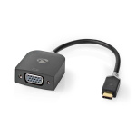 Nedis USB-C™ Sovitin | USB 3.2 Gen 1 | USB-C™ Uros | VGA Naaras | 1920x1200 | 0.20 m | Pyöreä | Kullattu | PVC | Antrasiitti | Ikkunallinen laatikko ja koukkupidike
