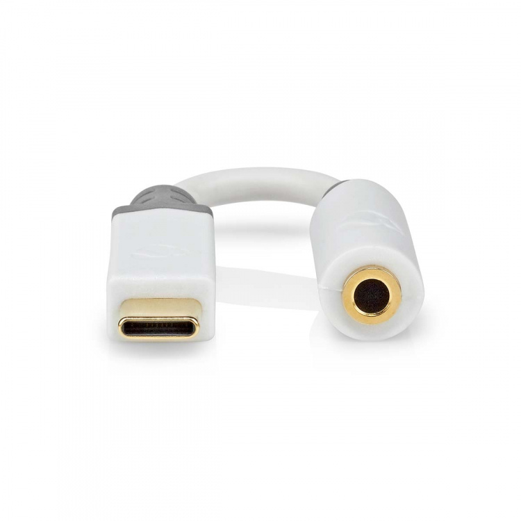 Nedis USB-C™ Sovitin | USB 2.0 | USB-C™ Uros | 3.5 mm naaras | 0.10 m | Pyöreä | Kullattu | PVC | Valkoinen | Laatikko