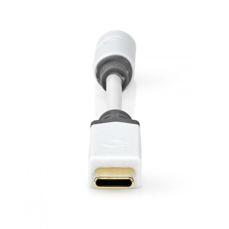 Nedis USB-C™ Sovitin | USB 2.0 | USB-C™ Uros | 3.5 mm naaras | 0.10 m | Pyöreä | Kullattu | PVC | Valkoinen | Laatikko