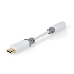 Nedis USB-C™ Sovitin | USB 2.0 | USB-C™ Uros | 3.5 mm naaras | 0.10 m | Pyöreä | Kullattu | PVC | Valkoinen | Laatikko
