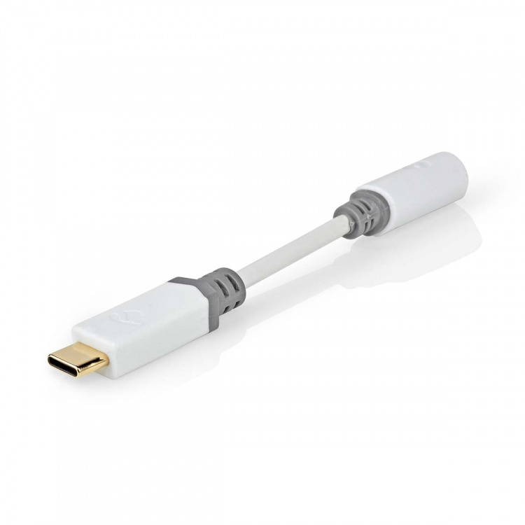 Nedis USB-C™ Sovitin | USB 2.0 | USB-C™ Uros | 3.5 mm naaras | 0.10 m | Pyöreä | Kullattu | PVC | Valkoinen | Laatikko